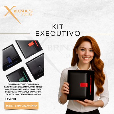 Kit executivo na caixa com duas peças Caderneta + Caneta X19013
