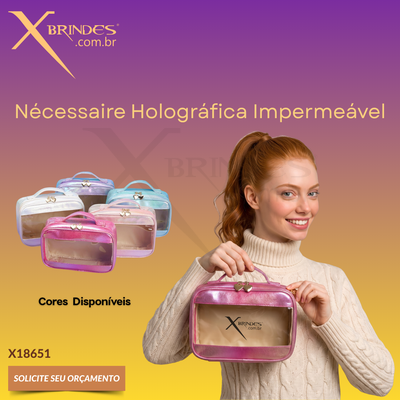 Nécessaire Sintética Holográfica Impermeável X18651