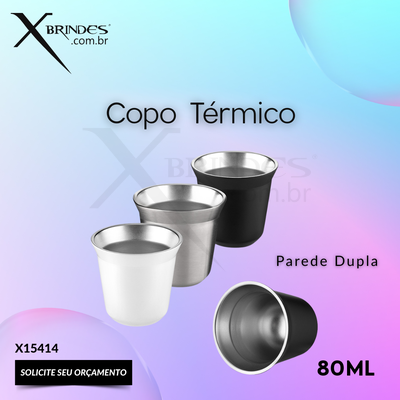 Copo Térmico em Inox de 80ml com Parede Dupla X15414