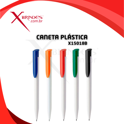 Conheça o Brinde Caneta Plástica com acionamento por clique e à escrita azul 1.0mm X15018B