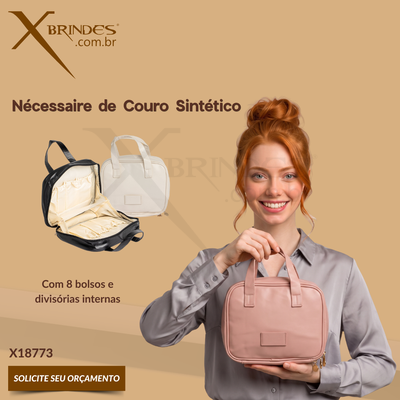 Nécessaire De Couro Sintético 20X21X10Cm