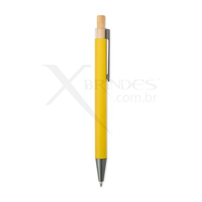 Conheça o Brinde Caneta Corpo Em Metal Com Detalhe Em Bambu X15007B 