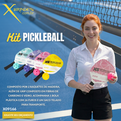 Kit Pickleball composto por 2 raquetes de madeira  X09166