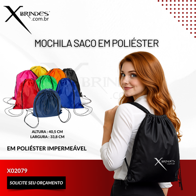 Mochila Saco Confeccionada em Poliéster impermeável X02079