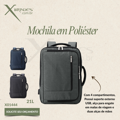 Mochila de poliéster 21 litros com 4 compartimentos X01444