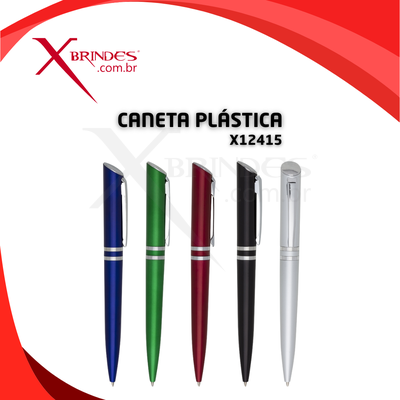 Conheça o Brinde CANETA PLÁSTICA MODERNA COM ACIONAMENTO POR ROTACAO X12415