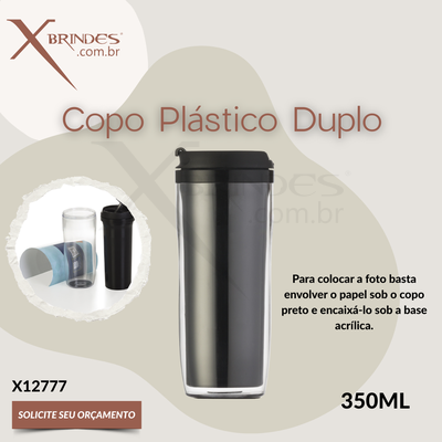 Copo Plástico PVC Duplo de 350ml Personalizável X12777