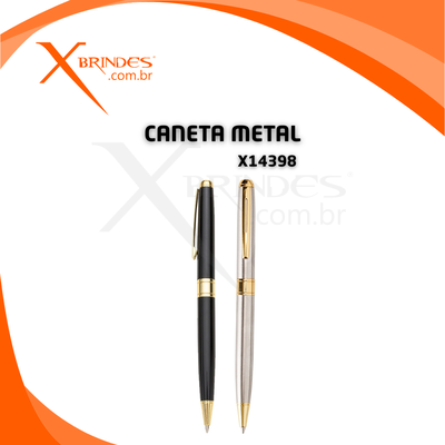 Conheça o Brinde Caneta Corpo de Metal carga Azul com acionamento por Rotação X14398