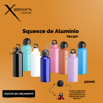 Conheça o Brinde Squeeze De Aluminio 500 Ml E Com Tampa Rosqueável X9139A 