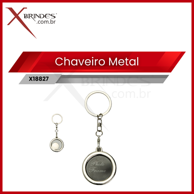 Chaveiro porta-foto em inox com formato circular X18827