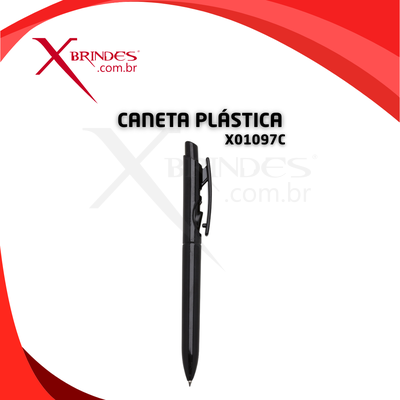 Conheça o Brinde CANETA PLÁSTICA PRETA MODERNA COM ACIONAMENTO POR CLIQUE X1097C